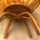 Quadripod worker in vintage rattan 1950s
