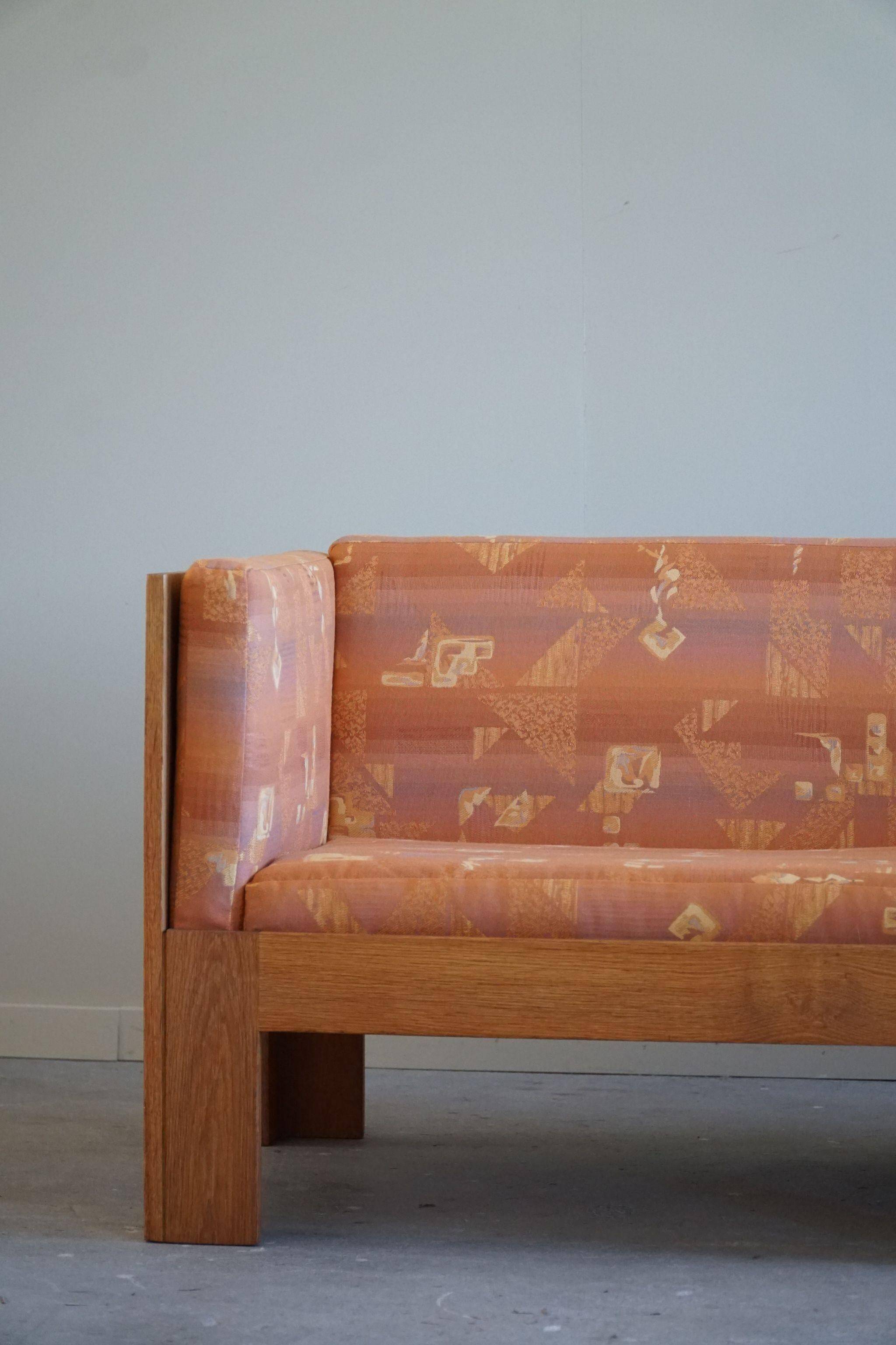 Danish Mid-Century Two-Seat Sofa in Oak, Reupholstered, by Tage Poulsen, 1960s