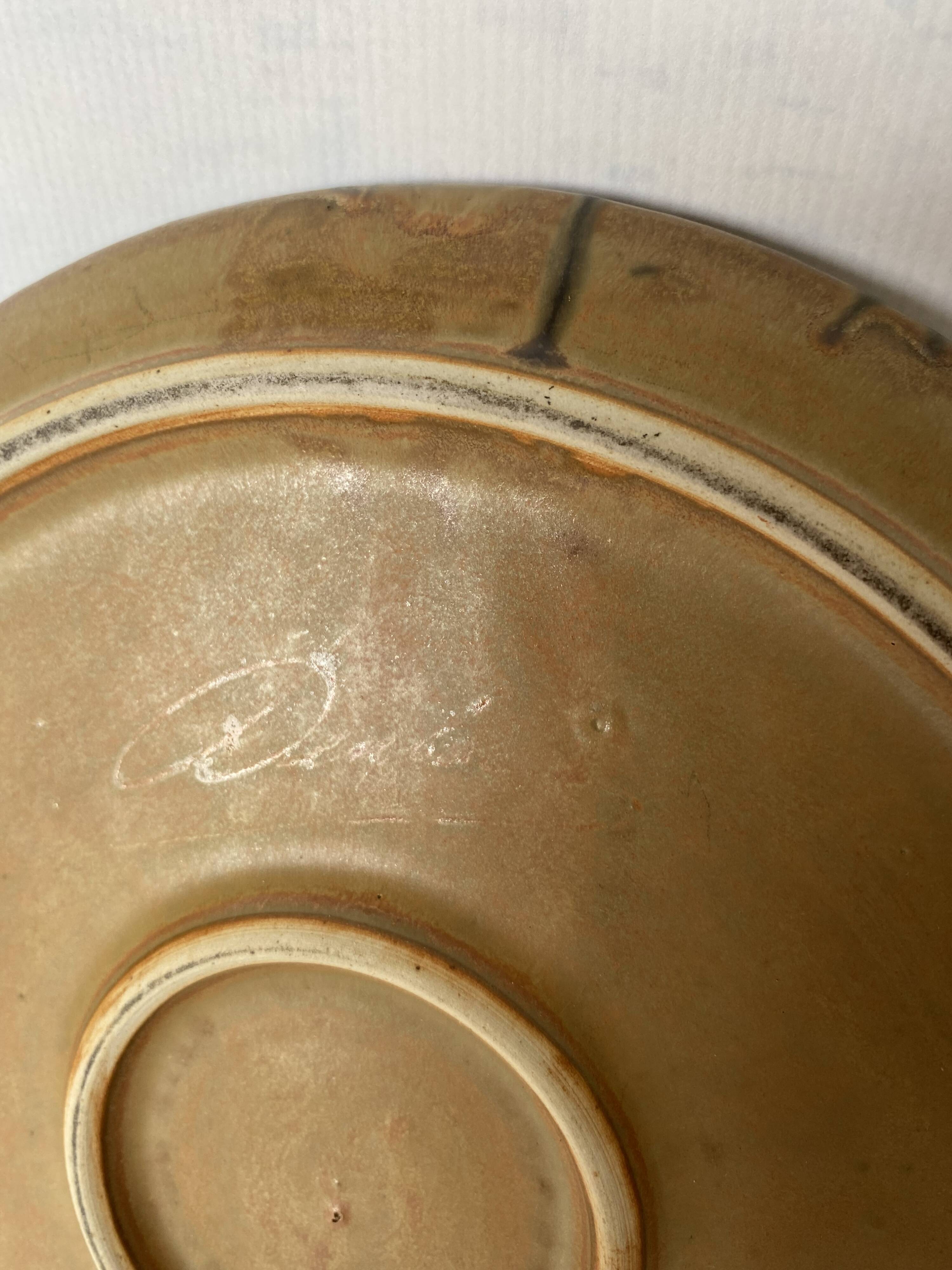 Denbac plate, flame-decorated ceramic