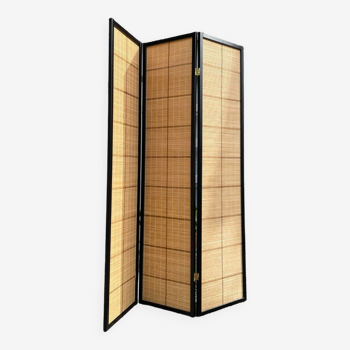 Screen, three panels, in wood and bamboo