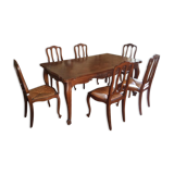 Table de salle à manger avec 6 chaises en noyer