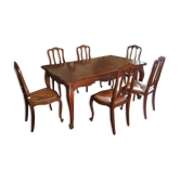 Table de salle à manger avec 6 chaises en noyer