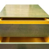 Cassettiera architettonica postmoderna in natural wood and wood tinto all'anilina, anni '80