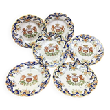 6 old Desvres Fourmaintraux Rouen dessert plates, Dinan model