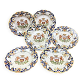 6 old Desvres Fourmaintraux Rouen dessert plates, Dinan model