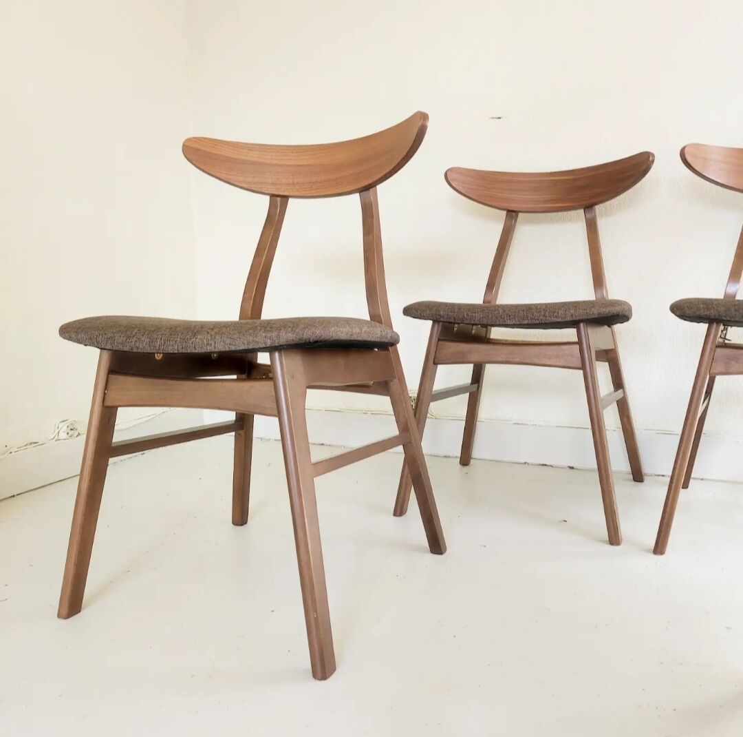 Set de 4 chaises scandinaves bois et tissu