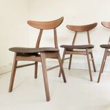 Set of 4 scandinavian chairs wood and fabric