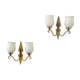 Appliques en laiton et opaline années 50