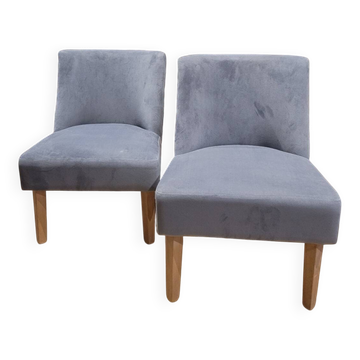 Pair of armchairs in grey velvet