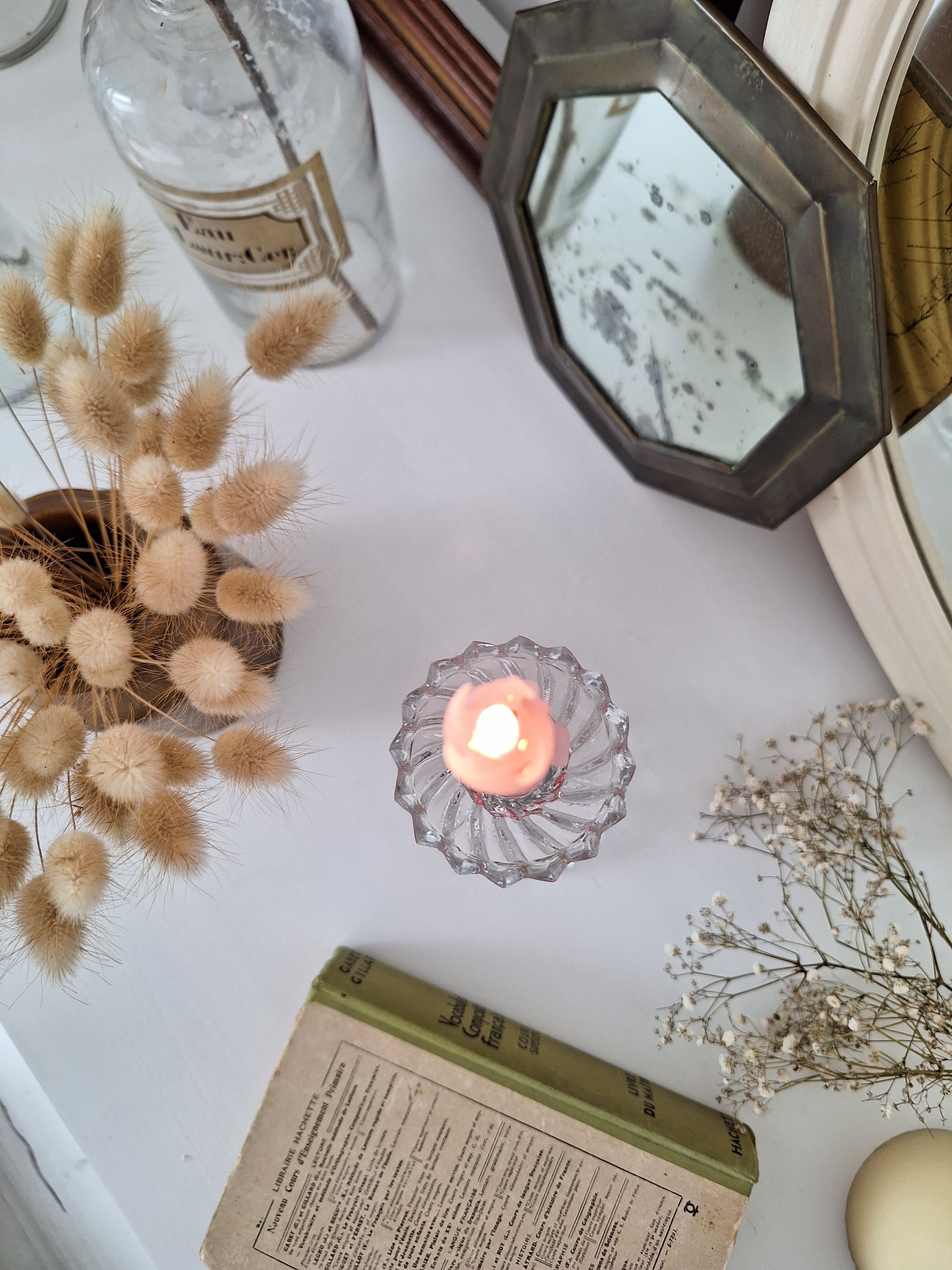 Vintage glass candle holder