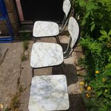 Set of 2 formica chairs type marble + 1 stool