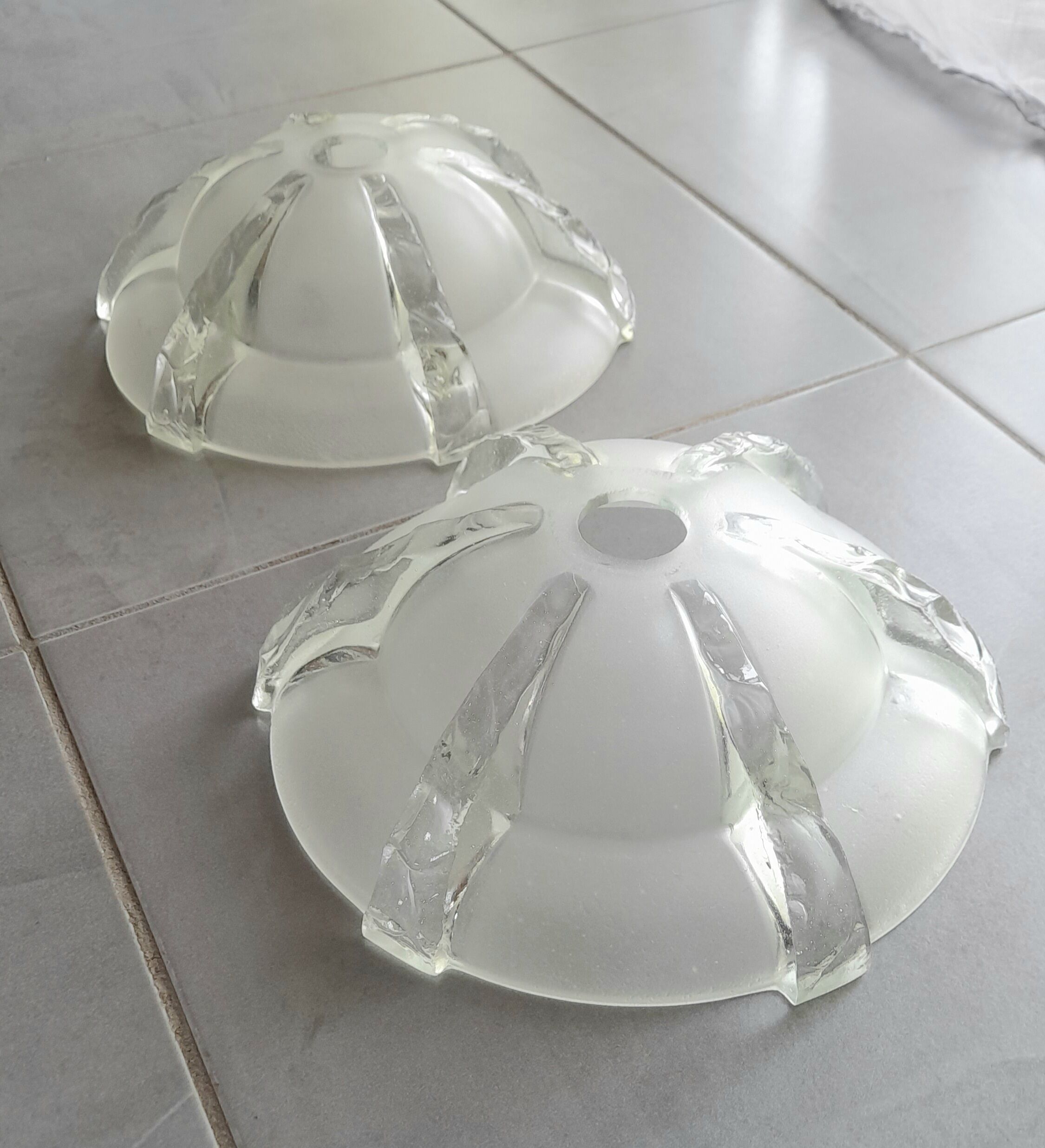 Abat jours glace, art déco en verre dépoli