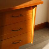 Oak desk, splayed legs, drawers, 1960.