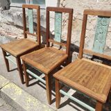 Table and chairs art deco wood and pastel