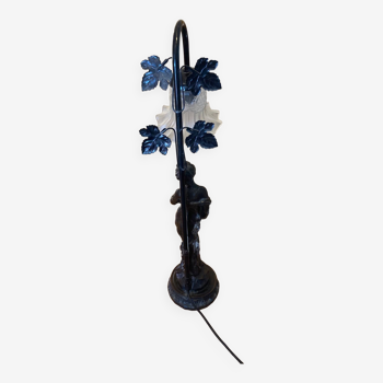 Lamp statue in regulated patinated bronze Auguste Moreau