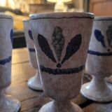 Set of 6 marbled earthenware mazagrans Salins 70's