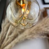 Lamp walking/suspension lamp large globe vintage molded glassware Murano smoked yellow