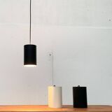 Minimalist cylindrical pendant light from the mid-century in metal by Eila & John Meiling for Louis Poulsen, set of 3.