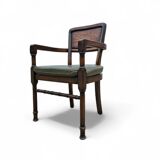 4 x RAC Royal English dining chairs / green leather cushions