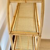 Shelf in oval, rattan and bamboo