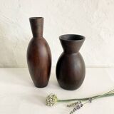 Ceramic vase painted in brown (wood effect), rounded model