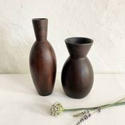Ceramic vase painted in brown (wood effect), rounded model