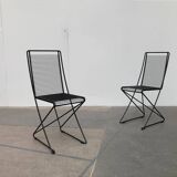 Set of black postmodern Kreuzschwinger chairs by Till Behrens for Schlubach, 1980s.