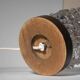Mid-Century Textured Glass And Wooden Table Lamp, Denmark, 1960s