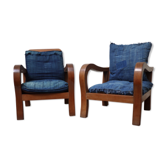 Pair of ethnic armchairs 1950 Ghana