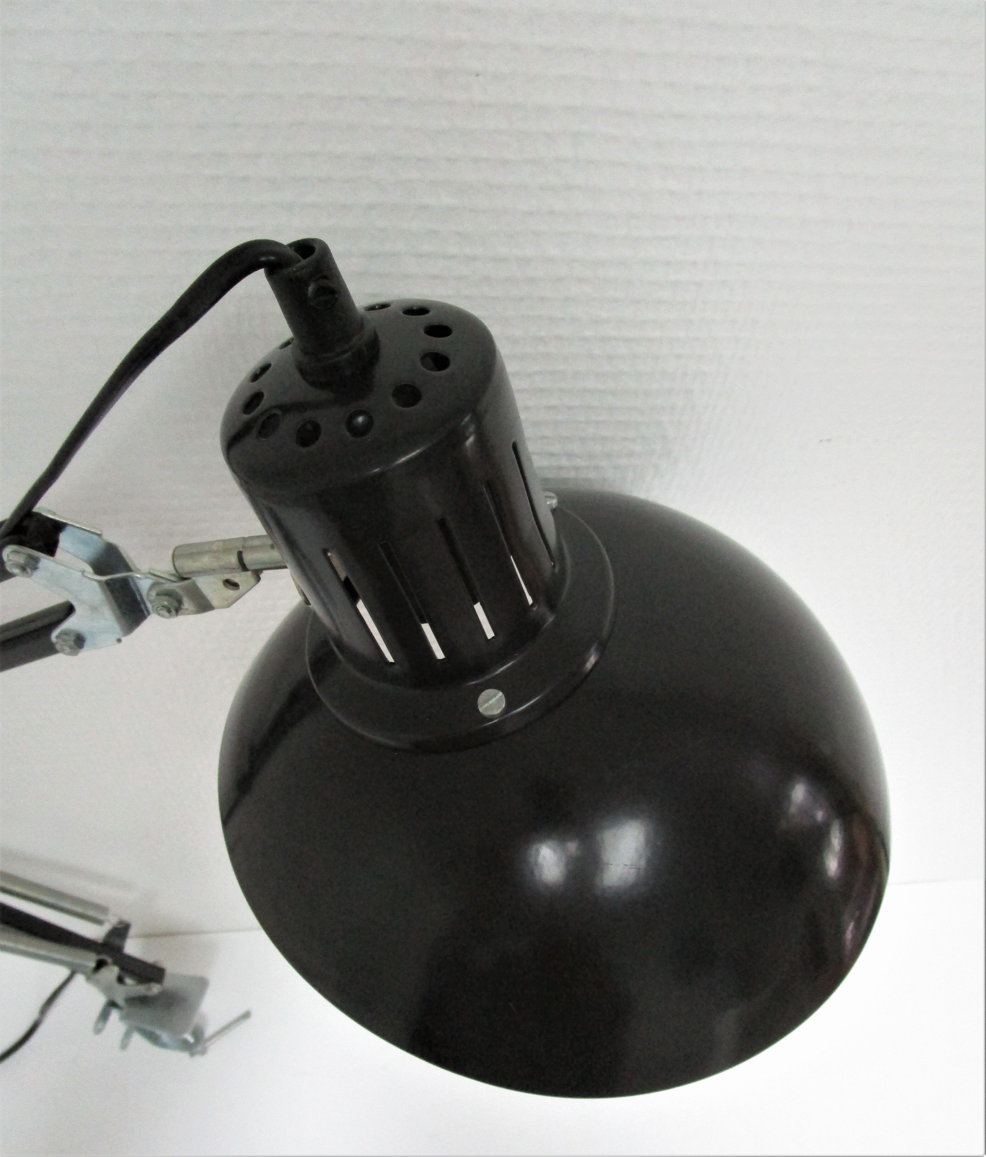 Lamp architect metal black design Aluminor vintage