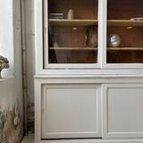 Library showcase ivory white sliding doors