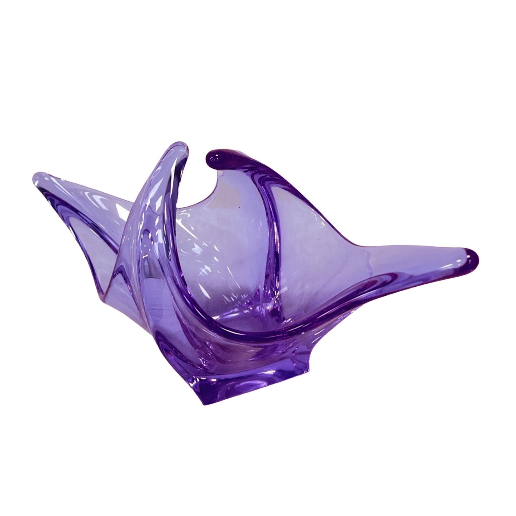 Bowl, basket, neodymium glass, Zelezný Brod ZBS, designed by M. Klinger, Cz