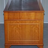 Vintage satin wood partner desk with leather top.