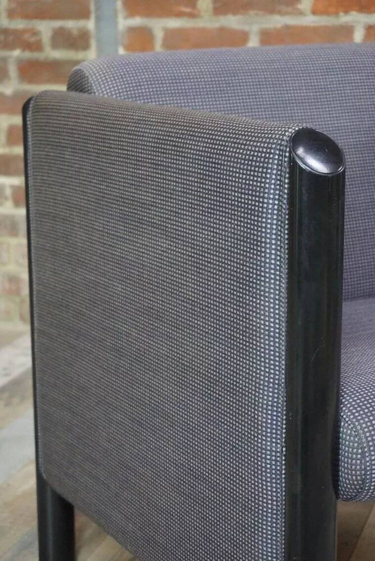 1980s Club armchair in fabric and metal