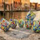 Set of 6 blown glass glasses with Murano murrine.