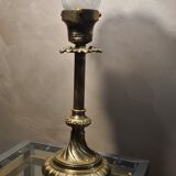 Lamp gilded bronze art nouveau, tulip blown glass with pattern