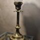 Lamp gilded bronze art nouveau, tulip blown glass with pattern