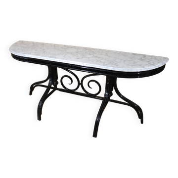 Large Thonet-style curved wooden console table