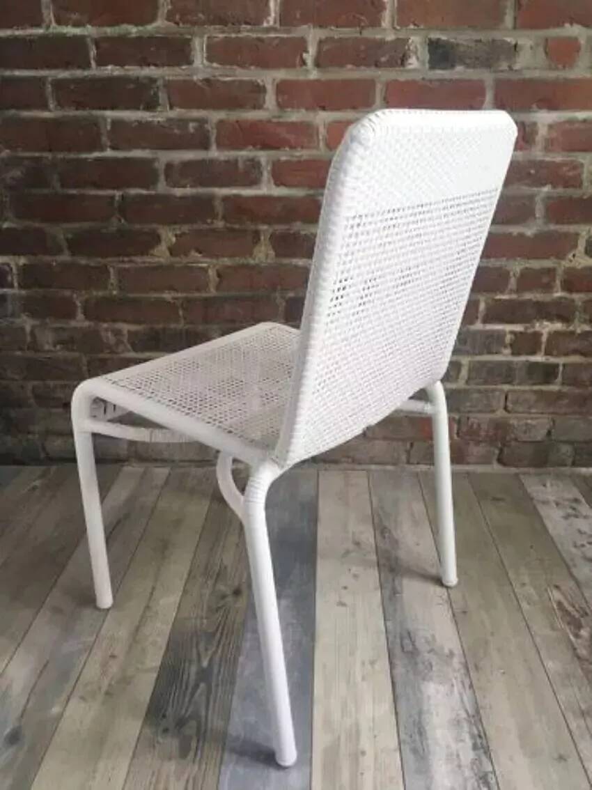 White woven resin garden chair
