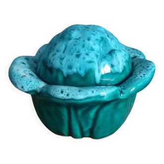 Cabbage mustard pot in slip