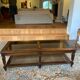 Wood, glass and cane coffee table