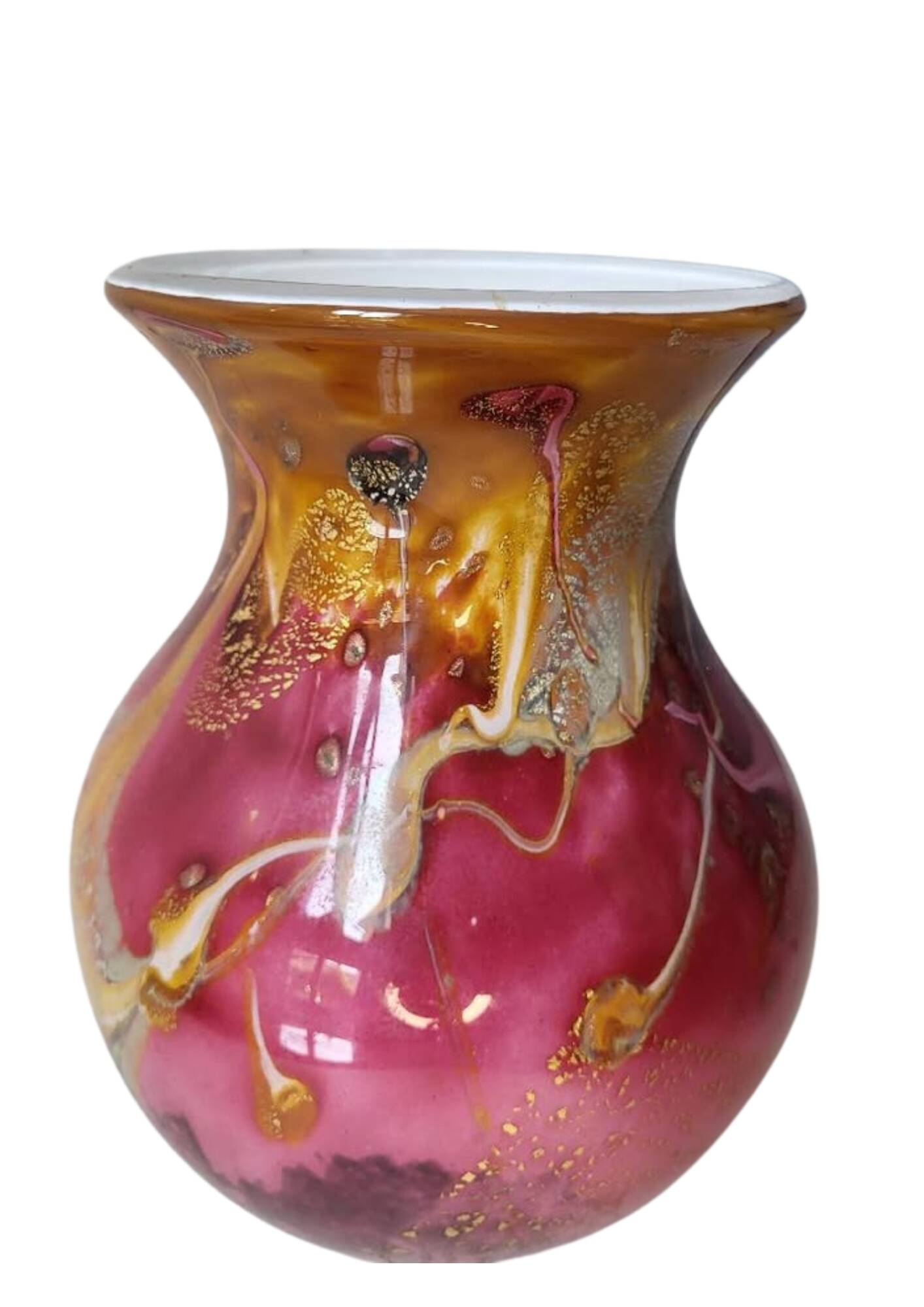 Glass vase - signed - gold leaf - Art Nouveau influence