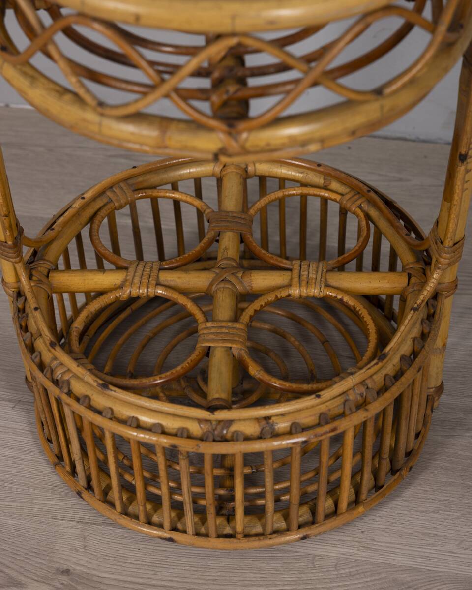 Vintage Italian Bamboo Bar Basket, 1960s