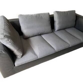 “Feng” gray leather sofa by Didier Gomez for Ligne roset