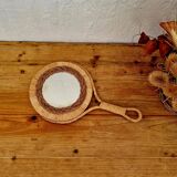 Vintage rattan hand mirror