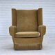 1970s, Danish highback armchair, honey yellow furniture velour.