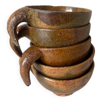 5 handcrafted stoneware coffee cups