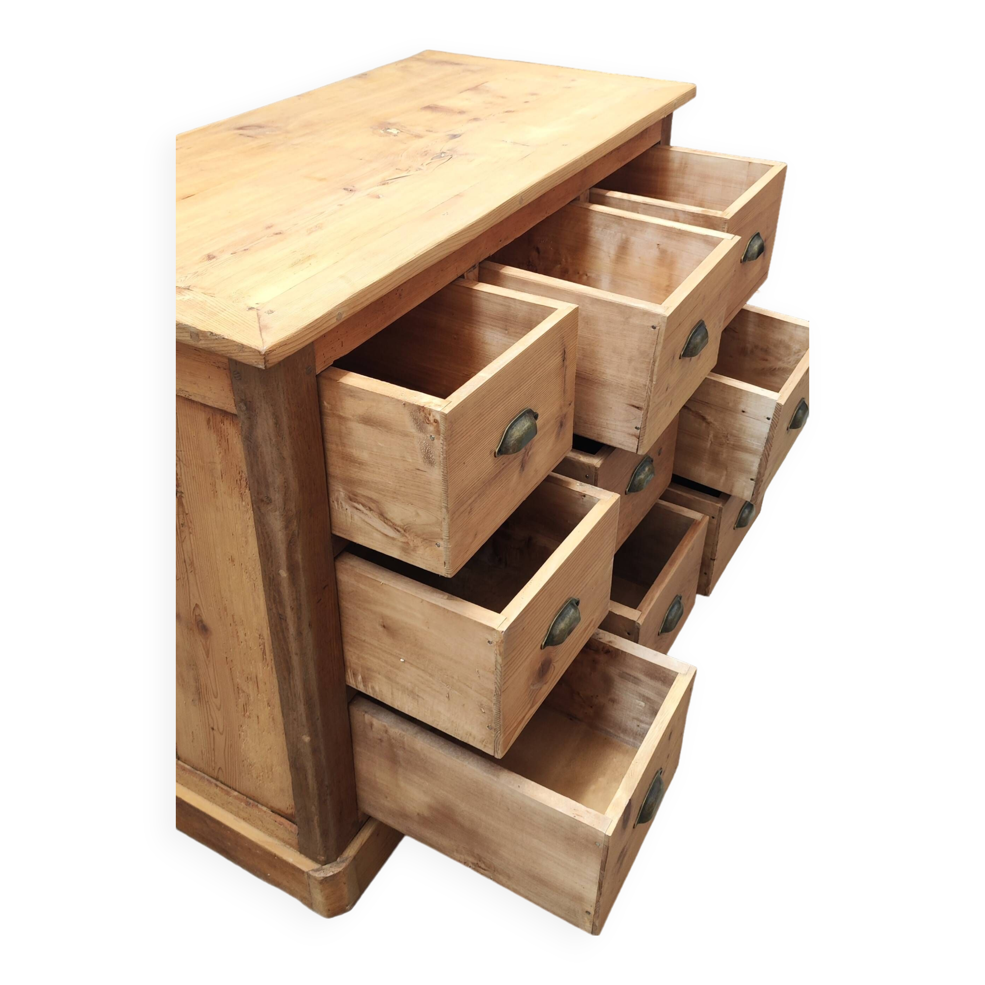 Commercial furniture with nine solid pine and oak drawers