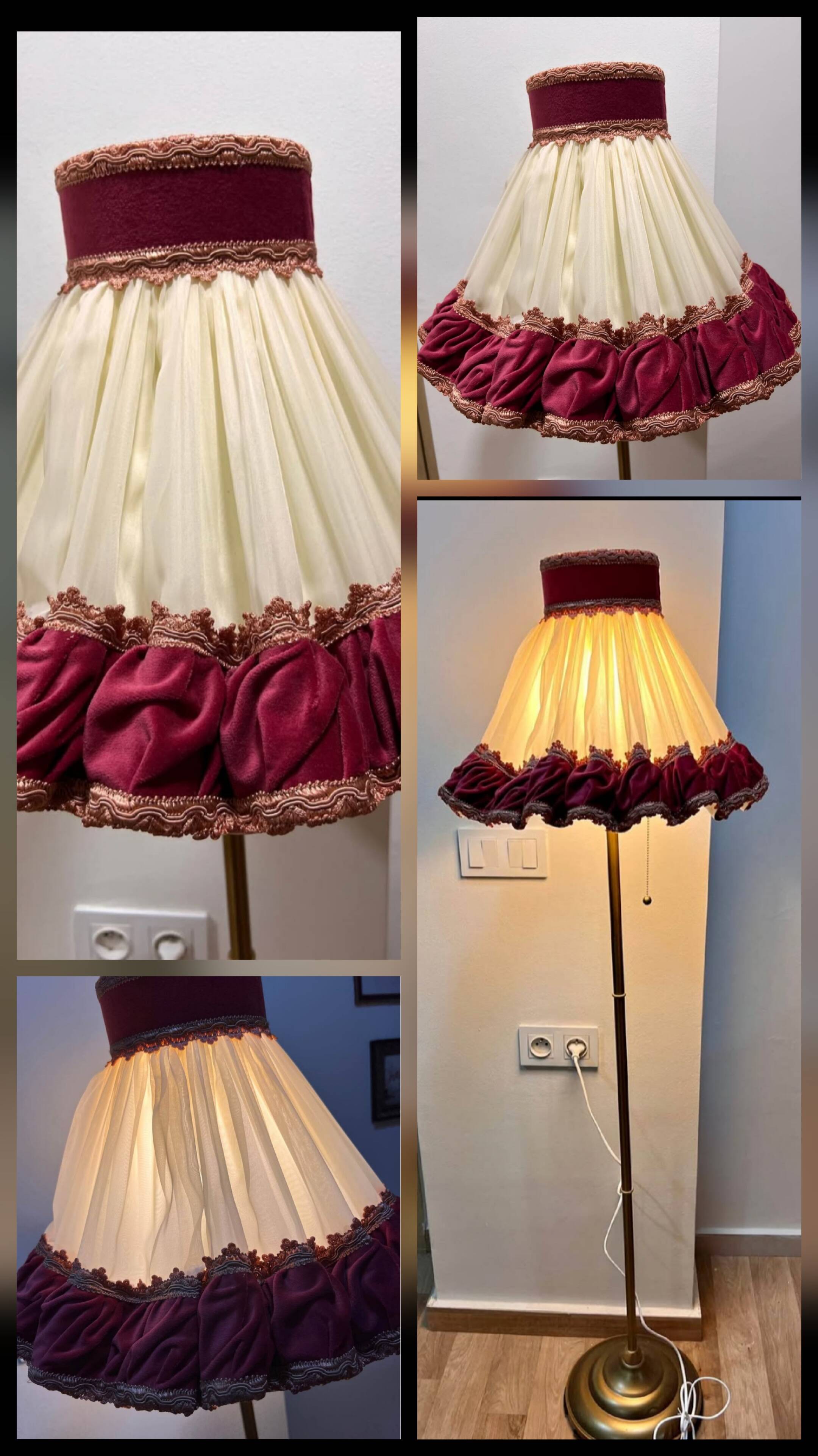 Unique floor lamp in Marie Antoinette style with a golden base.