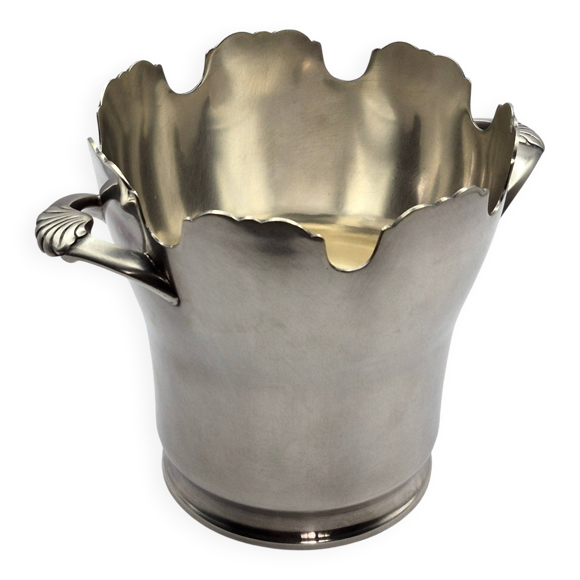 Elegant ice bucket/scoop, silver-plated with square hallmark - A 321